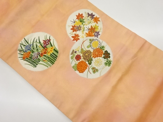 JAPANESE NAGOYA OBI / WOVEN KIKU & IRIS